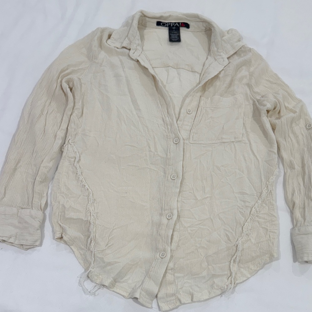 Off-White Textured Button Shirt
